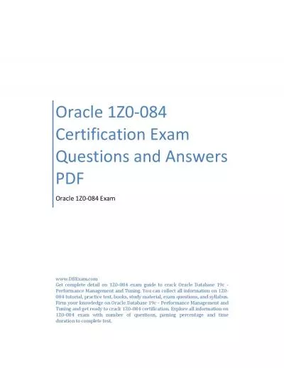 Oracle 1Z0-084 Certification Exam Questions and Answers PDF