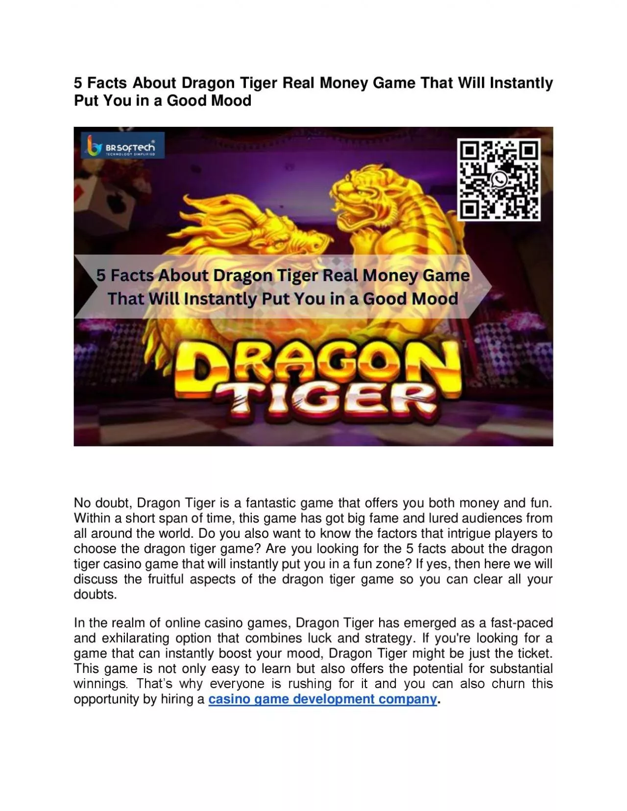 PDF-5 Facts About Dragon Tiger Real Money Game That Will Instantly Put You in a Good Mood