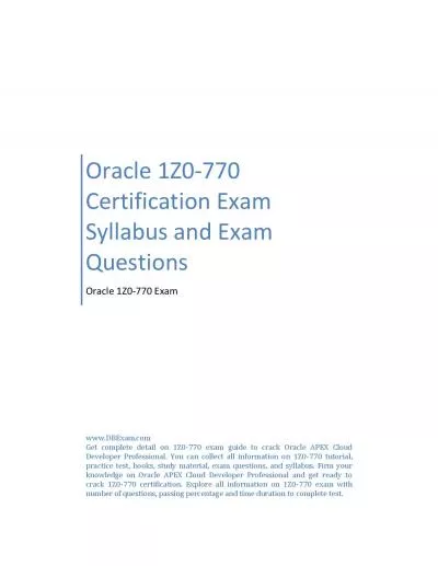 Oracle 1Z0-770 Certification Exam Syllabus and Exam Questions