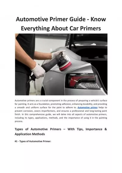 Automotive Primer Guide - Know Everything About Car Primers