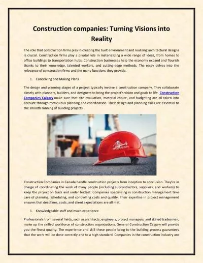Construction companies: Turning Visions into Reality