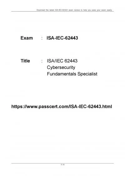 ISAIEC 62443 Cybersecurity Fundamentals Specialist Exam Dumps