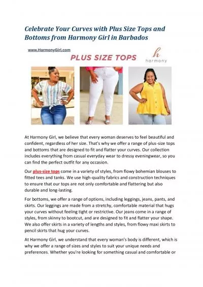 Celebrate Your Curves with Plus Size Tops and Bottoms from Harmony Girl in Barbados