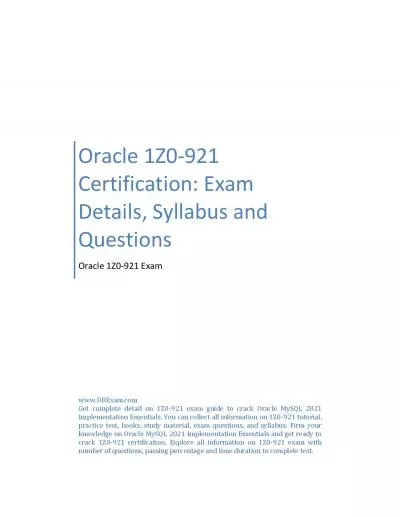 Oracle 1Z0-921 Certification: Exam Details, Syllabus and Questions 