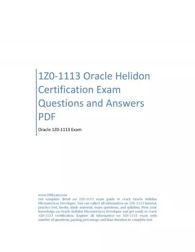 1Z0-1113 Oracle Helidon Certification Exam Questions and Answers PDF