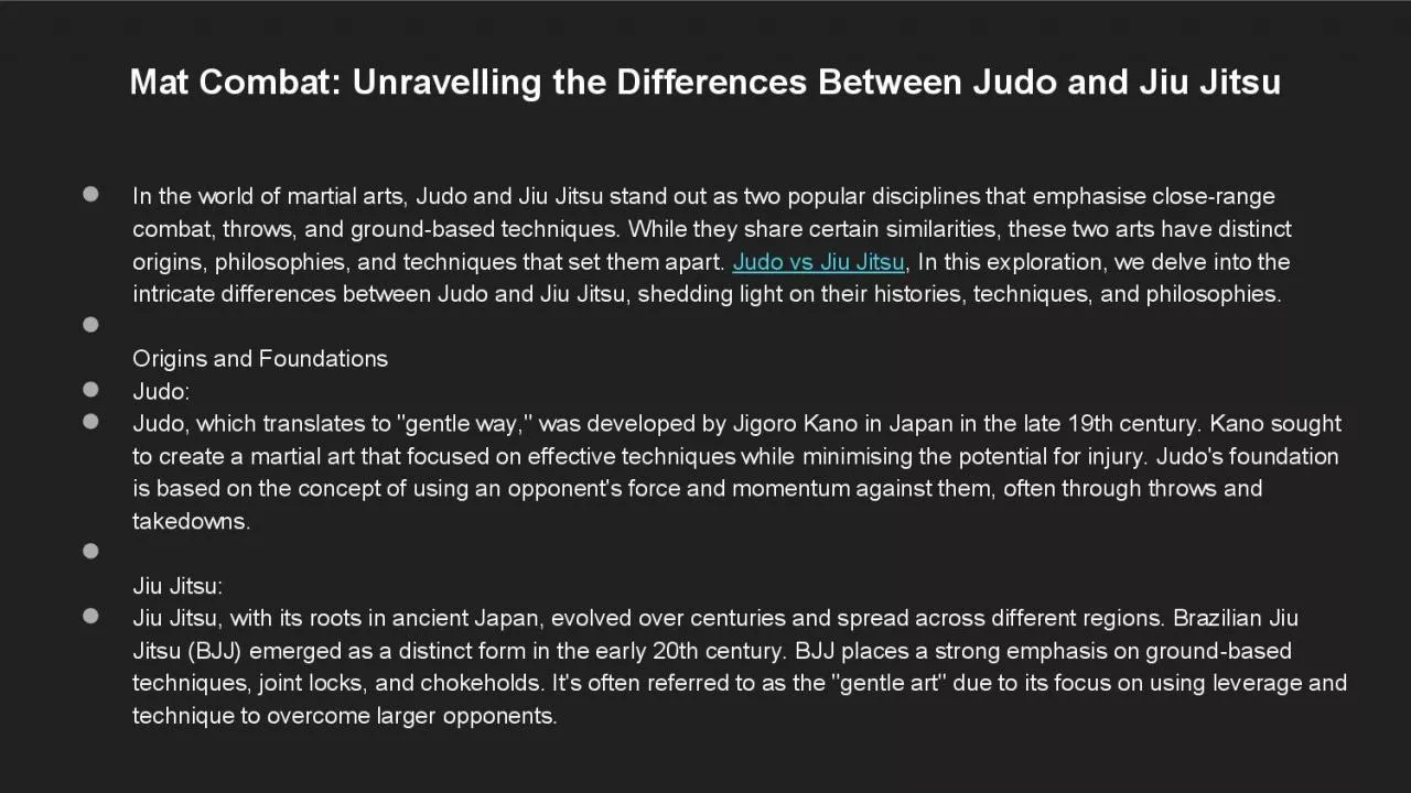 PDF-Mat Combat: Unravelling the Differences Between Judo and Jiu Jitsu