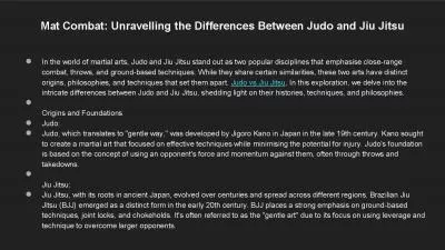 Mat Combat: Unravelling the Differences Between Judo and Jiu Jitsu