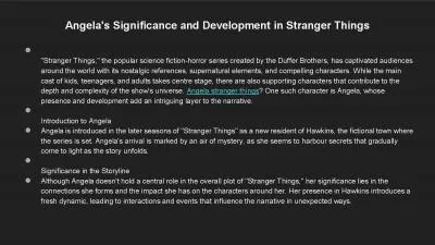 Angela\'s Significance and Development in Stranger Things