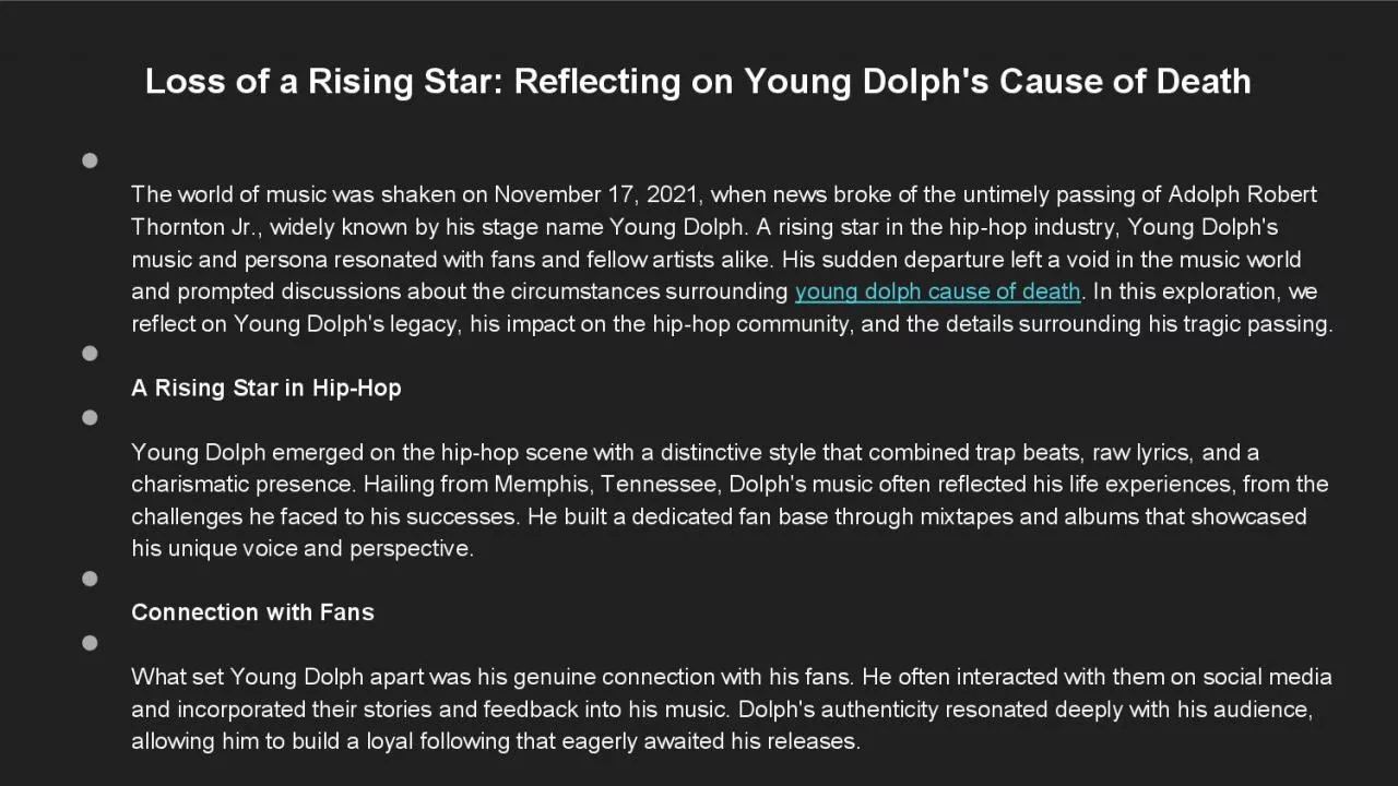 PDF-Loss of a Rising Star: Reflecting on Young Dolph\'s Cause of Death