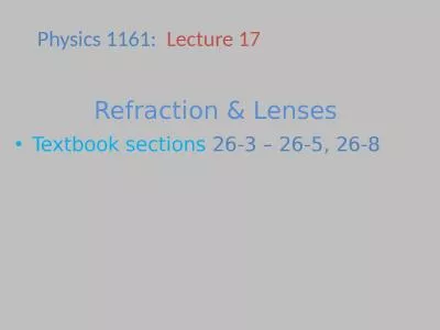 Textbook sections  26-3 – 26-5, 26-8