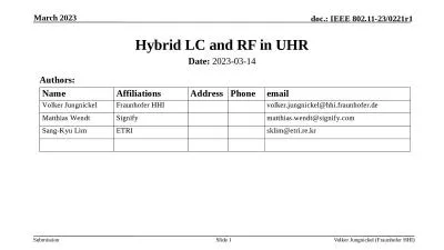 Hybrid LC and RF in UHR Date: