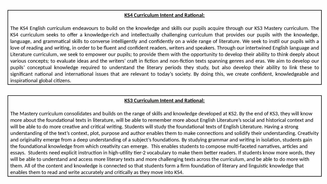 PPT-KS4 Curriculum Intent and Rational: