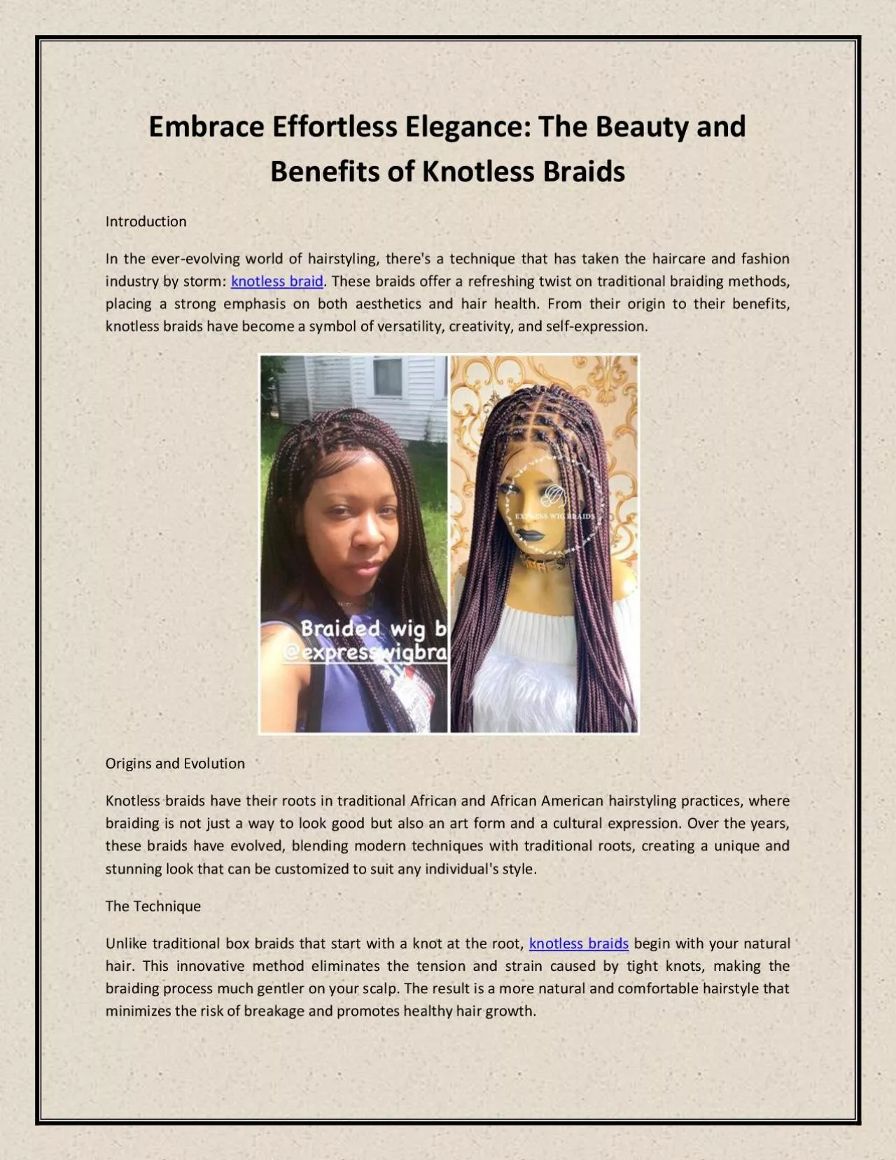 PDF-Embrace Effortless Elegance: The Beauty and Benefits of Knotless Braids