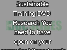 FAST Affiliate Sustainable Training DVD  Research You need to have open on your computer