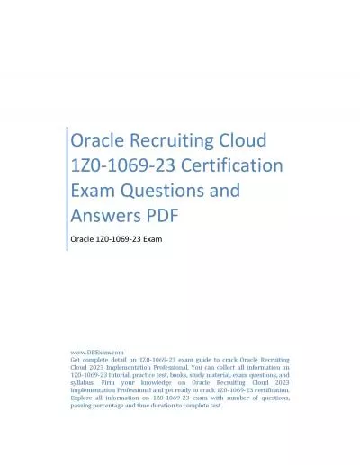 Oracle Recruiting Cloud 1Z0-1069-23 Certification Exam Questions and Answers PDF