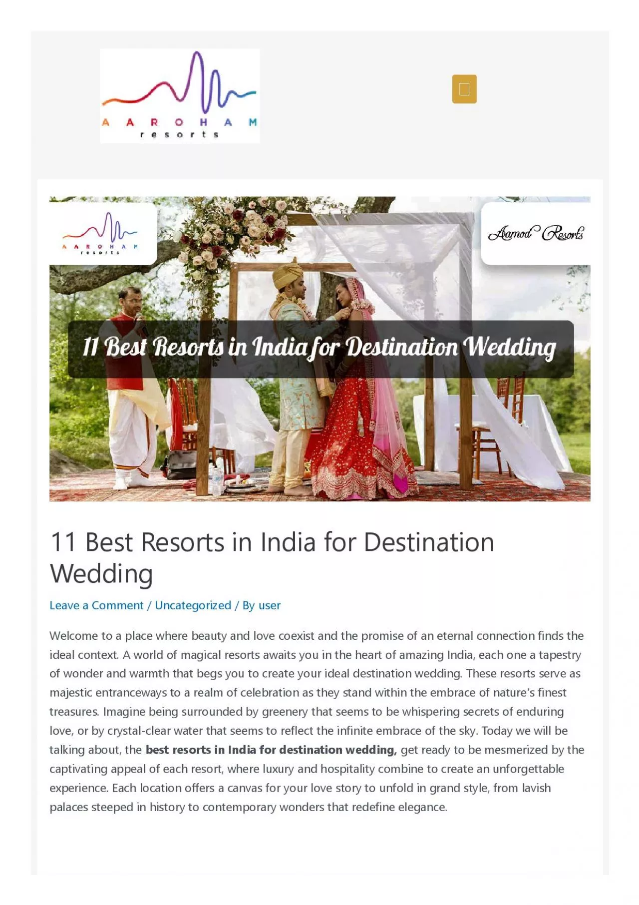 PDF-11 Best Resorts in India for Destination Wedding