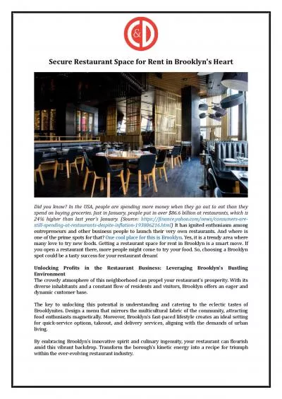 Corbett & Dullea Real Estate - Secure Restaurant Space for Rent in Brooklyn\'s Heart