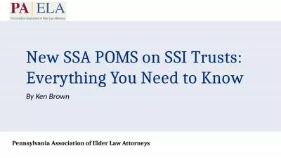 By Ken Brown  New SSA POMS on SSI Trusts: