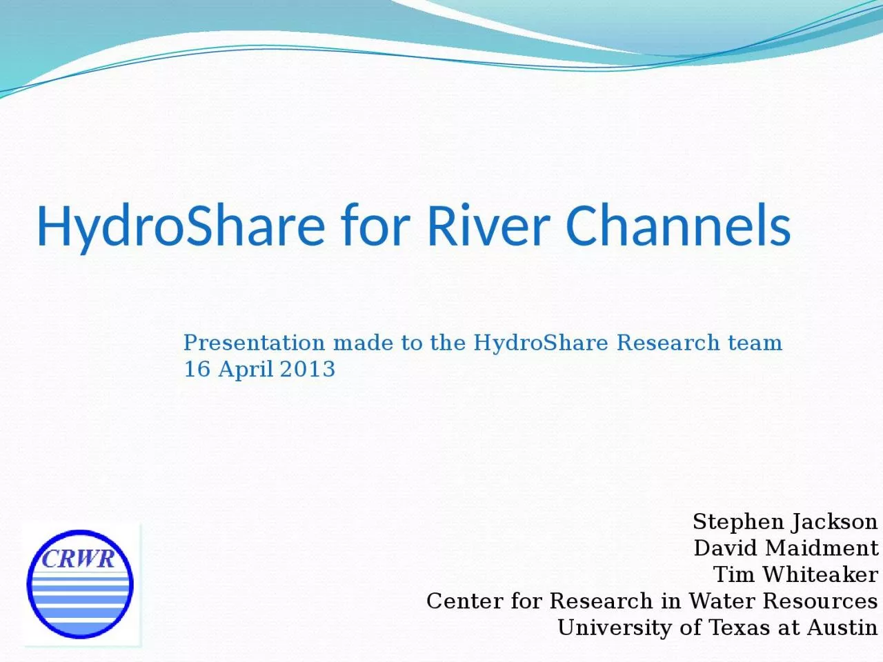 HydroShare  for River Channels
