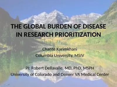 THE GLOBAL BURDEN OF DISEASE IN RESEARCH PRIORITIZATION