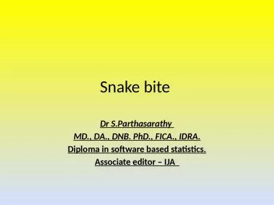 Snake bite  Dr  S.Parthasarathy
