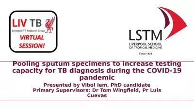 Pooling sputum specimens to increase testing capacity for TB diagnosis during the COVID-19