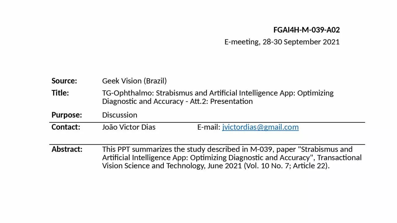 PPT-FGAI4H-M-039-A02 E-meeting, 28-30 September 2021