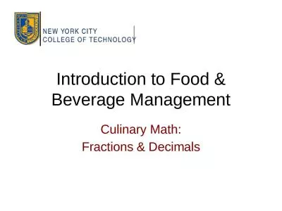 Introduction to Food & Beverage Management