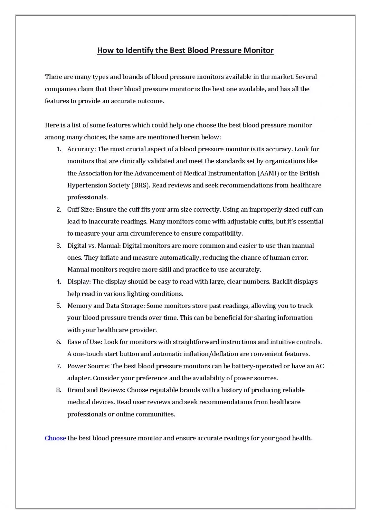 PDF-How to Identify the Best Blood Pressure Monitor