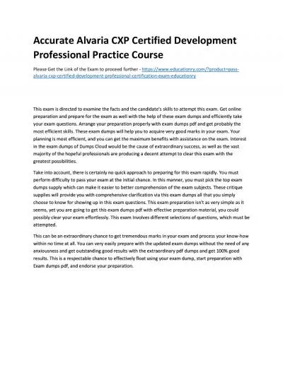 Accurate Alvaria CXP Certified Development Professional Practice Course