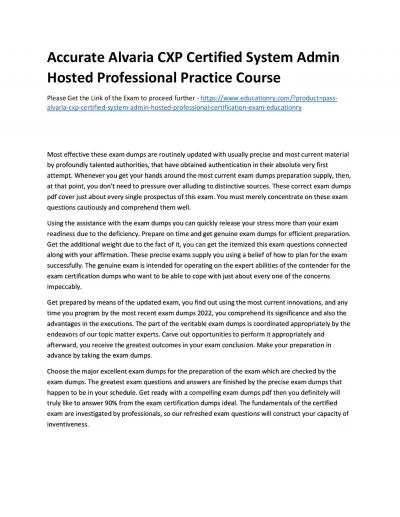 Accurate Alvaria CXP Certified System Admin Hosted Professional Practice Course