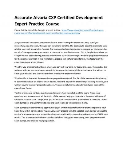 Accurate Alvaria CXP Certified Development Expert Practice Course