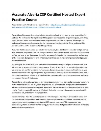 Accurate Alvaria CXP Certified Hosted Expert Practice Course