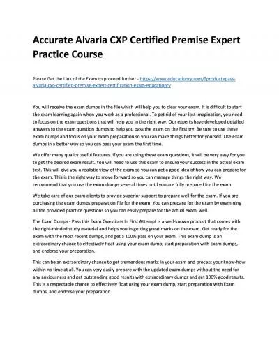 Accurate Alvaria CXP Certified Premise Expert Practice Course