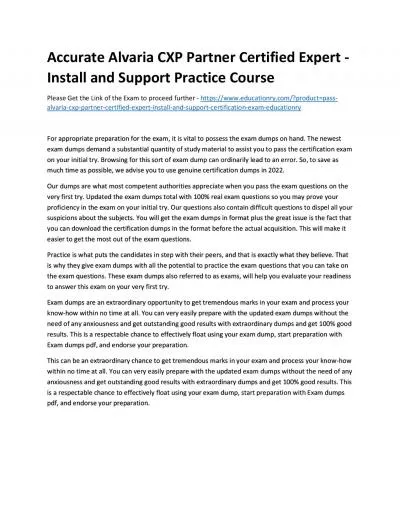 Accurate Alvaria CXP Partner Certified Expert - Install and Support Practice Course