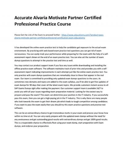 Accurate Alvaria Motivate Partner Certified Professional Practice Course