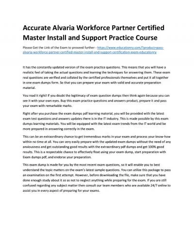 Accurate Alvaria Workforce Partner Certified Master Install and Support Practice Course