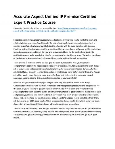 Accurate Aspect Unified IP Premise Certified Expert Practice Course