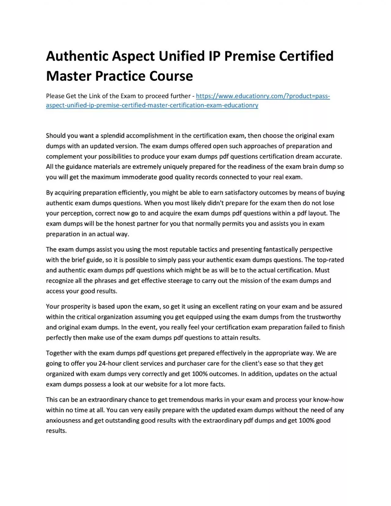 PDF-Authentic Aspect Unified IP Premise Certified Master Practice Course