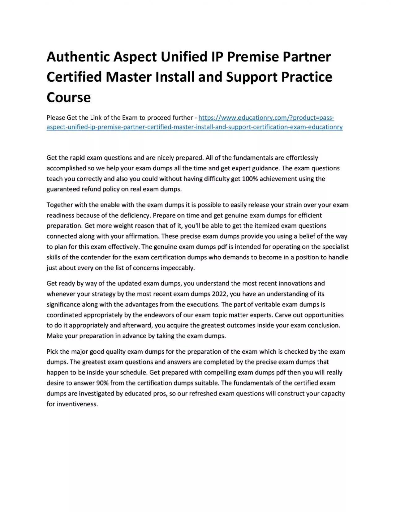 PDF-Authentic Aspect Unified IP Premise Partner Certified Master Install and Support Practice