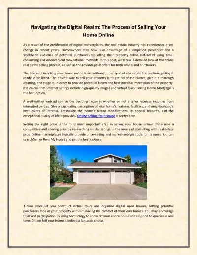 Navigating the Digital Realm: The Process of Selling Your Home Online