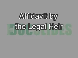 Affidavit by the Legal Heir