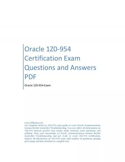 Oracle 1Z0-954 Certification Exam Questions and Answers PDF