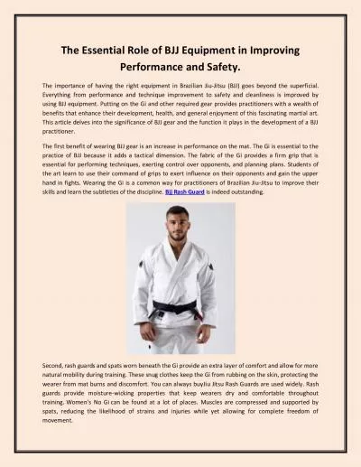 The Essential Role of BJJ Equipment in Improving Performance and Safety.