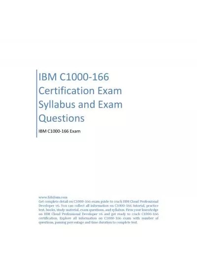 IBM	C1000-166 Certification Exam Syllabus and Exam Questions