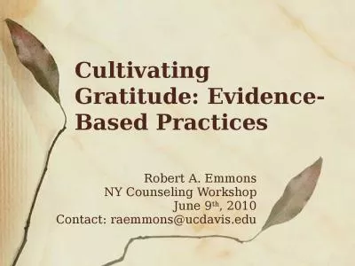 Cultivating Gratitude: Evidence-Based Practices