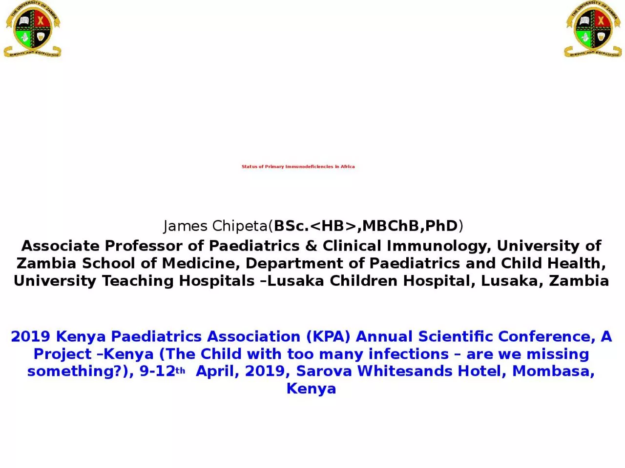 PPT-Status of Primary Immunodeficiencies in Africa