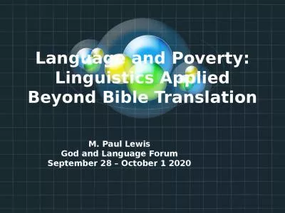 Language and Poverty: Linguistics Applied Beyond Bible Translation