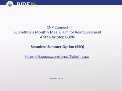 CNP Connect Submitting a Monthly Meal Claim for Reimbursement