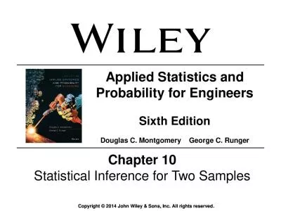 Chapter  10 Statistical Inference for Two Samples